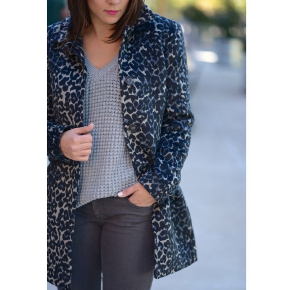 Brand new leopard print coat (blue/black/gray)
